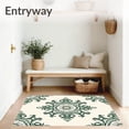 thumbnail image 3 of ODIKA 3'x5' Machine Washable Non-Slip Area Rug, Victorian Filigree Medallion with Flourishing Botanical Motifs High Traffic Rug, Green, 541725, 3 of 7