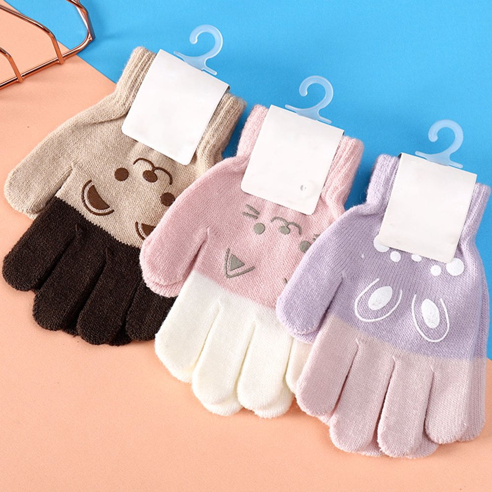 6 Paires Gants Enfant Hiver, Gants En Tricot Extensibles