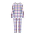 thumbnail image 4 of Puntoco Conjunto de capris de manga larga a cuadros con cuello redondo de dos piezas para mujer Puntoco Puntoco-751, 4 of 5