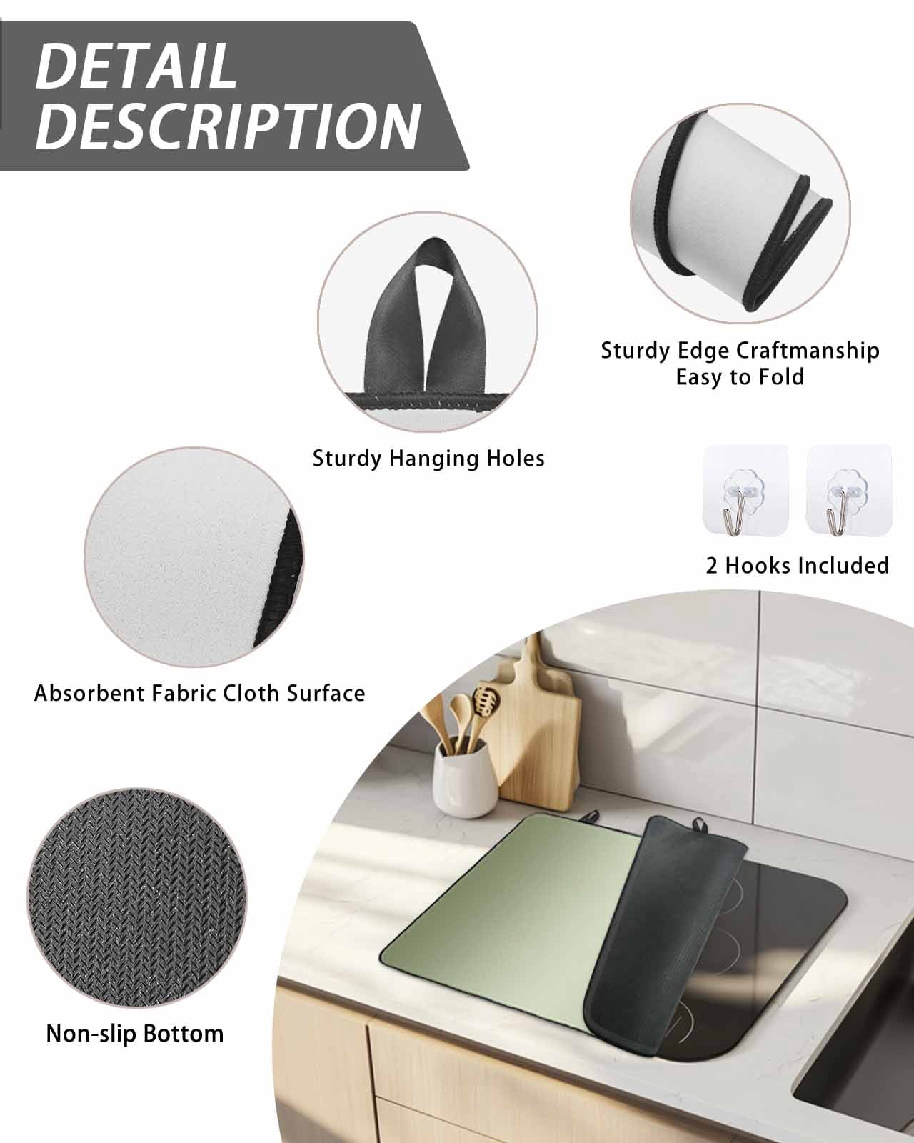 Stove Top Covers for Electric Stove, Sage Green Ombre Glass Stovetop Cover Protector, Modern Gradient Abstract Art Induction Cooktop Protector Oven Mat for Kitchen Countertop 28.5"x20.5"