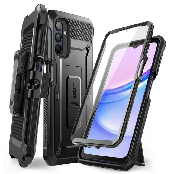 SUPCASE for Samsung Galaxy A15 5G Case with Screen Protector [Built-in Kickstand & Belt-Clip] [Military-Grade Protection] Full-Body Heavy Duty Rugged Stand Phone Case for Galaxy A15 5G, Black