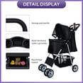thumbnail image 4 of BestPet Folding Pet Stroller for Small & Medium Dogs and Cats, Portable 4-Wheel Dog Stroller, Cup Holder, Black Linen, 44 Lbs Capacity, 4 of 7