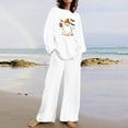 thumbnail image 2 of QIUOMBBP 2 Piece Sets for Women Halloween Ghost Print Casual Sweatsuit Sets Long Sleeve Shirts and Wide Leg Lounge Pants Fall Winter Clothes, White, M, 2 of 5