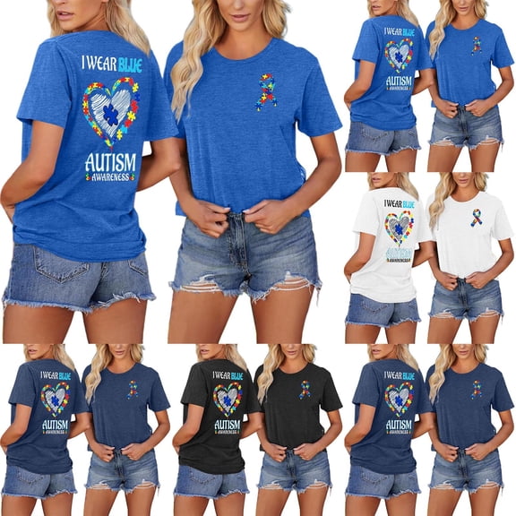 CHENge Autism Awareness Shirt Women Autism Acceptance Wear Blue ASD ADHD Tshirt Inspirational Teacher Inclusion Gift Tee Top