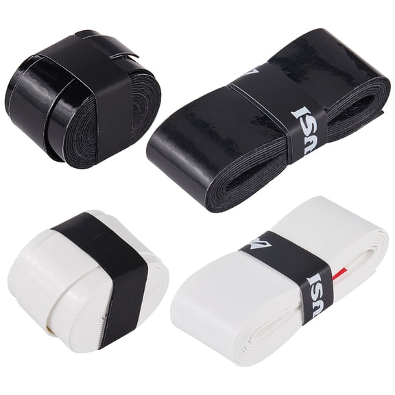 8pcs Tape Overgrip Tennis Racket Grips Pickleball Badminton Racket Grip Tape PU Leather Tacky Over Wrap Bands Fishing Rods for Comfort Anti-Slip Sweat Absorbent Grip 2.5x110cm White&Black