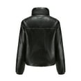 thumbnail image 4 of Fesfesfes Leather Jacket for Women Warm Long Sleeve Jacket Slim Winter Parkas Faux Leather Hoodless Coats, 4 of 5