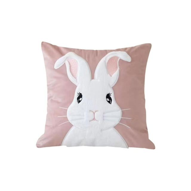 Eoozwa Simples Series Easter Pillow Cover Cute Rabbits Printed Sofa Cushion Cover Holiday Decoration