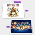 thumbnail image 2 of Happy New Year with Basset Hound Fireworks Holiday Xmas Winter 2025 7x5in Folded Greeting Card Bassets Dog Breed Lovers Gifts Idea Single Note Card with Envelope - 00025, 2 of 5