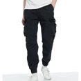 thumbnail image 2 of NIEWTR Men's Parachute Cargo Pants Loose Fit Pants Drawstring Casual Pants Multi Pockets Wide Leg Trousers Fall Winter Pants (Black,32), 2 of 8