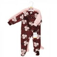 thumbnail image 2 of Hudson Baby Infant Girl Plush Sleep and Play, Burgundy Floral, 6-9 Months, 2 of 4