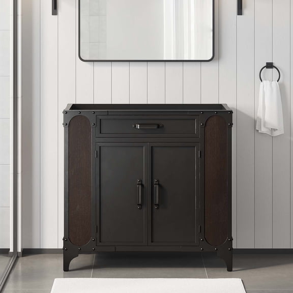 Modway Steamforge 36" Bathroom Vanity Cabinet (Sink Basin Not Included) in Black Walnut