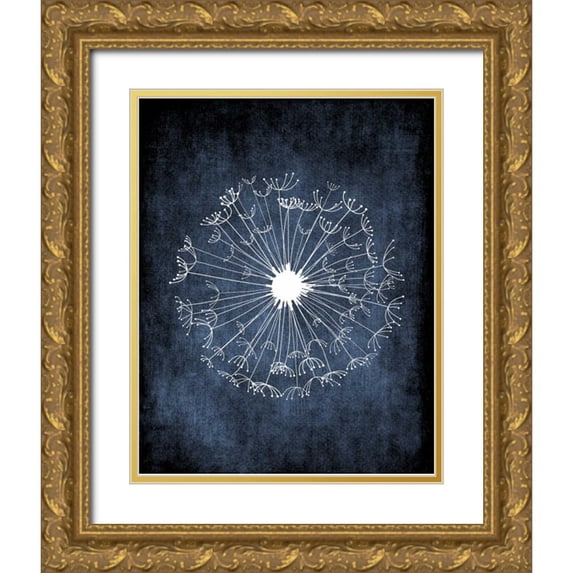 Robinson, Tamara 26x32 Gold Ornate Wood Framed with Double Matting Museum Art Print Titled - Dandelion on Blue