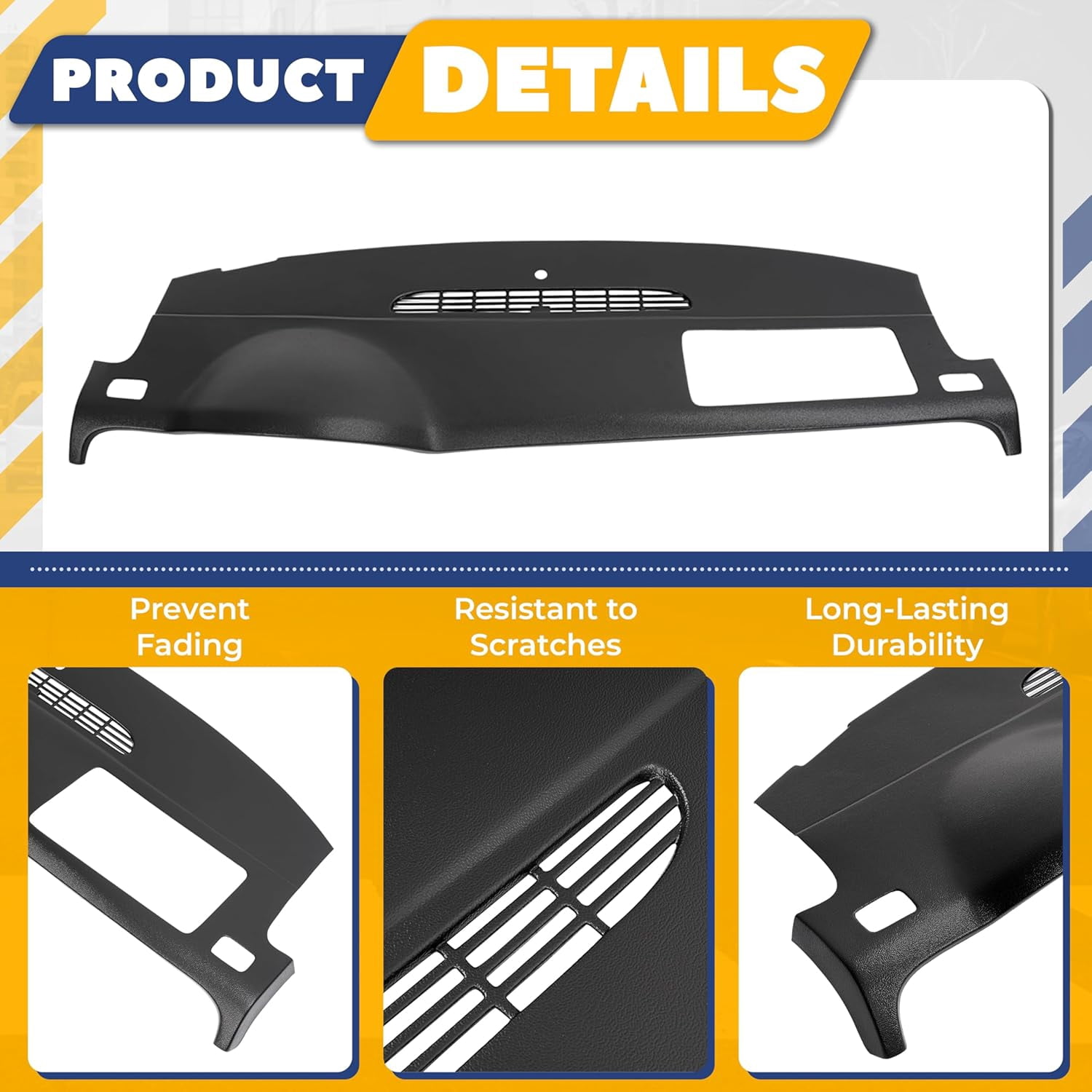 Kojem Dash Board Cover for 2007 - 2014 Chevy Tahoe Suburban Yukon Avalanche Skin Cap W/O Speaker Holes Black