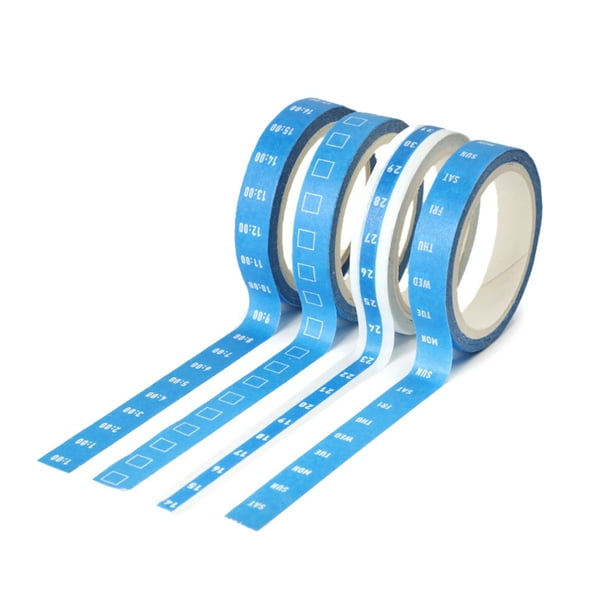 4 Rolls/Set 8mm*5m Self Adhesive Tapes Date Week Time Grid Washi Paper Tapes Decorative