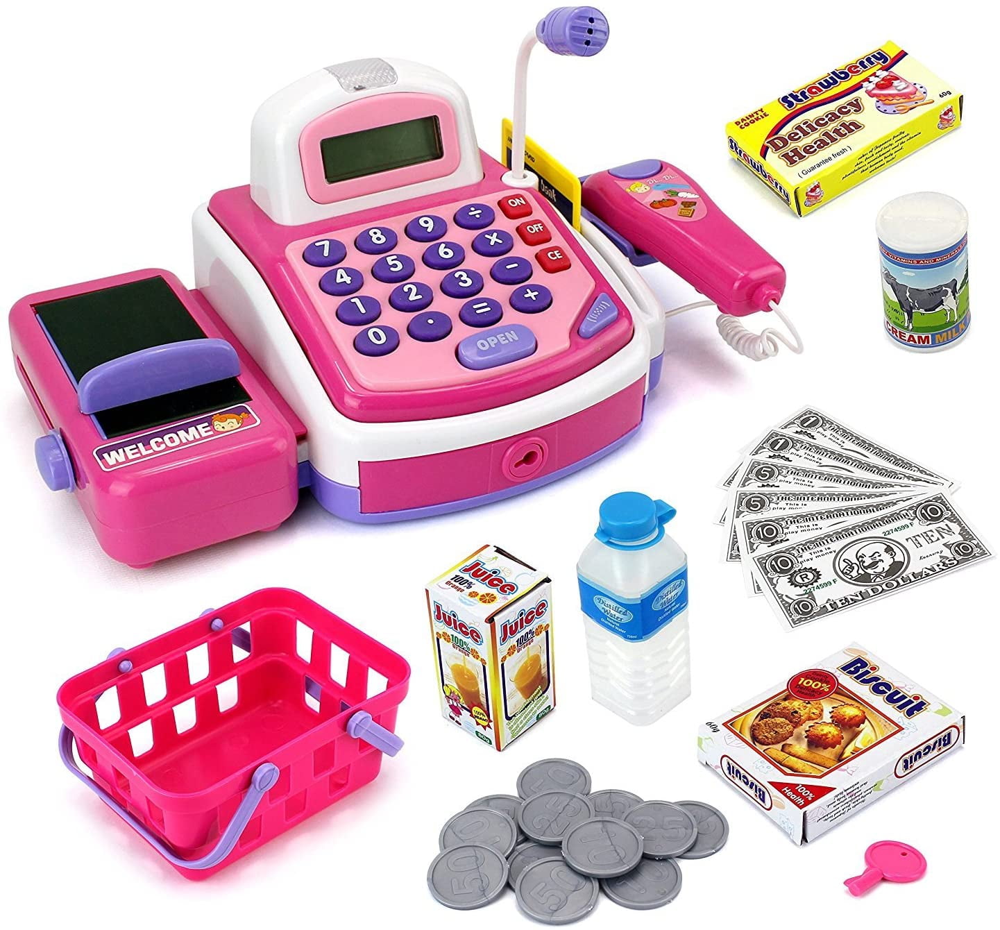 Kids Cash Register Toy Shopping Pretend Money Play Educational Sounds Gift New 