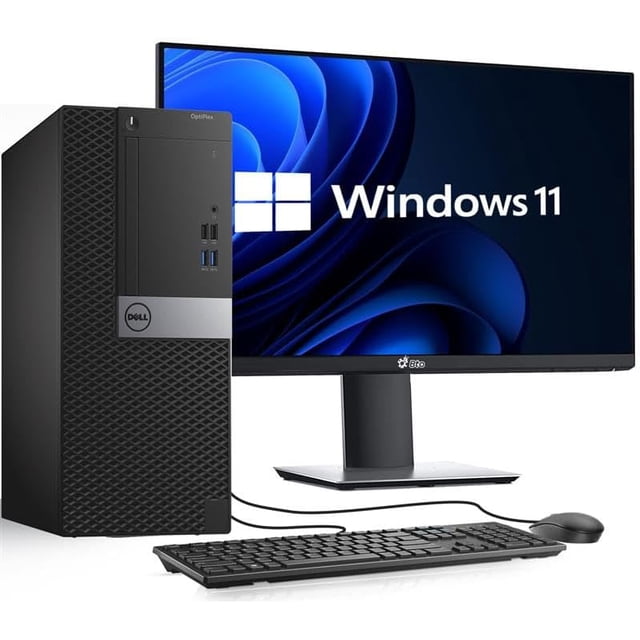Dell Optiplex Tower Desktop PC ~ Intel Core i5 Processor 16GB RAM 256GB SSD Windows 11 Pro ~ 24 Inch Monitor ~ WiFi