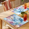 thumbnail image 4 of Sea Turtle Octopus Placemats Set of 4 Coastal Coral Summer Ocean Watercolor Place Mats Indoor Wipeable Table Mats Washable Cloth Dining Table Placemats for Kitchen Holiday Party Home Decor 13x19 Inch, 4 of 9