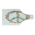 thumbnail image 2 of 1970s Cutting Board, Peace Designed from Colorful Flower Blooms and Rainbow Stripes Spring Season, Decorative Tempered Glass Cutting and Serving Board, in 3 Sizes, by Ambesonne, 2 of 5