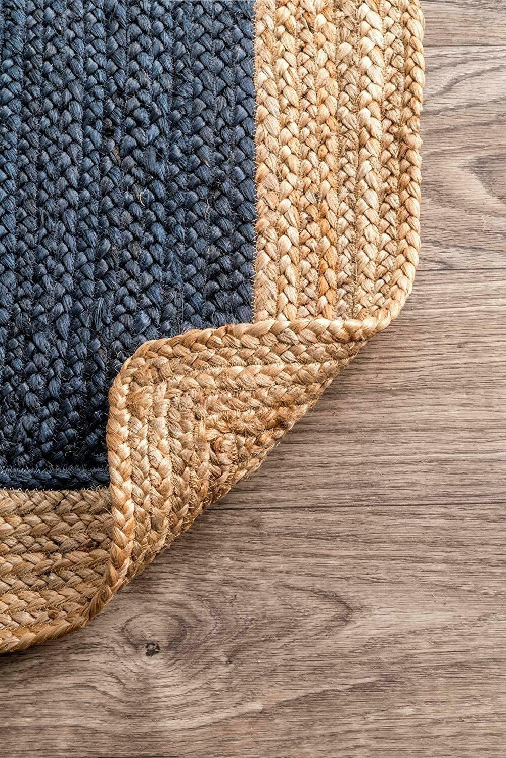 Avgari Creation Hand Made Round Blue Color Living Room Area Rug, Farm House, Kitchen Outdoor Indoor Rugs Carpet Doormat 6" Feet (75" Inch)