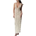 thumbnail image 2 of Ahabrexf Dress for Women Elegant,Solid Color Sleeveless Mesh Slim Fishtail Long Evening Gown, 2 of 7