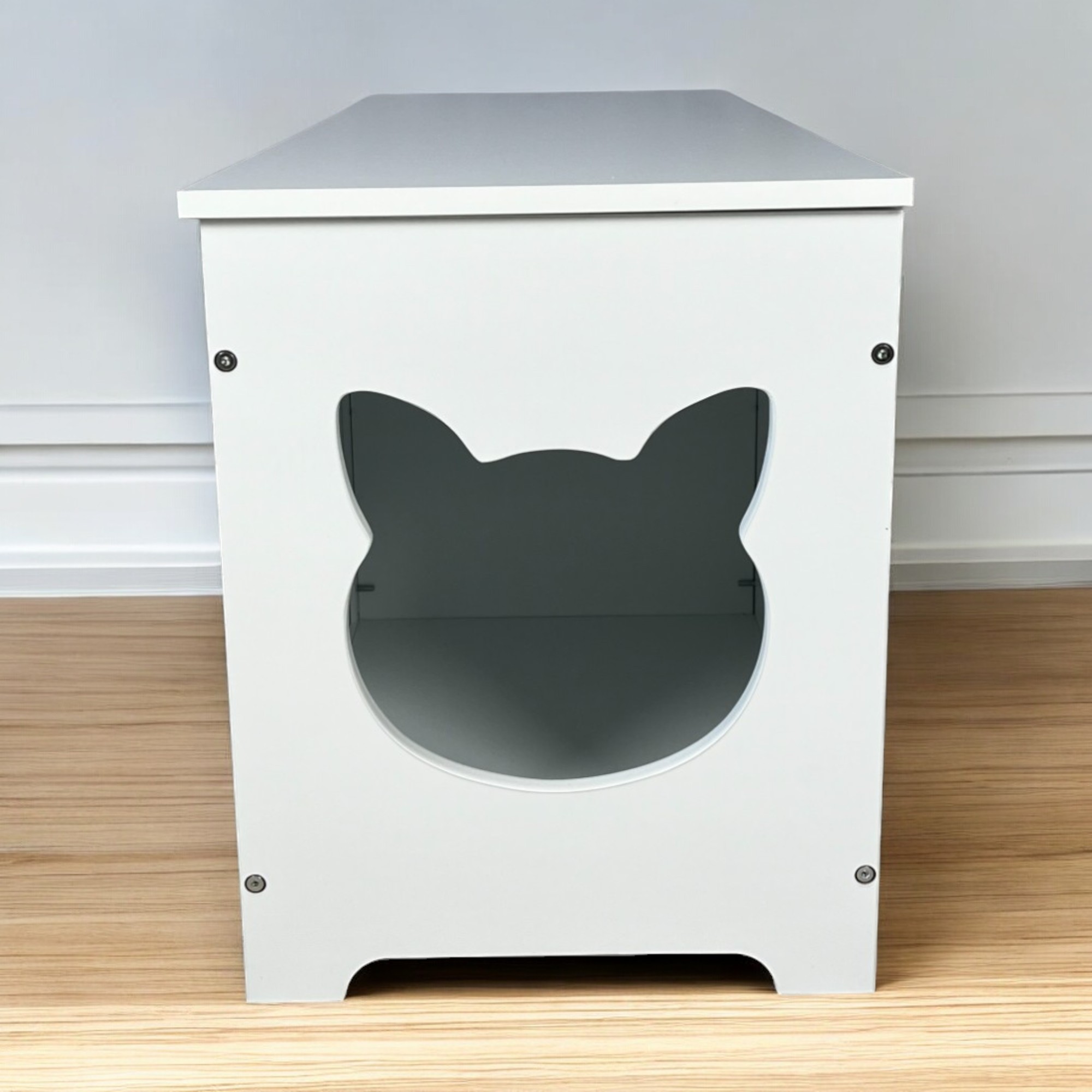 Jopath Cat Litter Box Enclosure for 2 Cats, Hideaway Litter Box,39.4" Top open Cat Litter Box Enclosure Furniture, Cabinet for Large Cat, Double Rooms, White