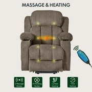 FLEXISPOT Power Lift Recliner Chair for Elderly with Massage and Heat Electric Lift Reclining Chair w/Cup Holders, Massage Recliner Sofa Chair for Living Room,Khaki Corduroy