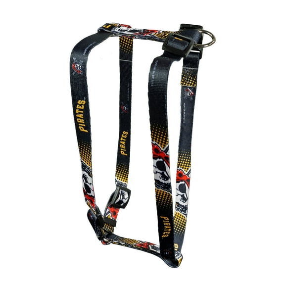 Pittsburgh Baseball Pirates Large 1 Inch wide Adjustable Dog Harness - 20" - 30"