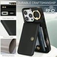 thumbnail image 6 of Allytechgroup iPhone 13 Pro Max Wallet Case, Ring Holder Stand Cards Slots Shockproof Retro Flip Back Cover Phone Case for Apple iPhone 13 Pro Max, Black, 6 of 7