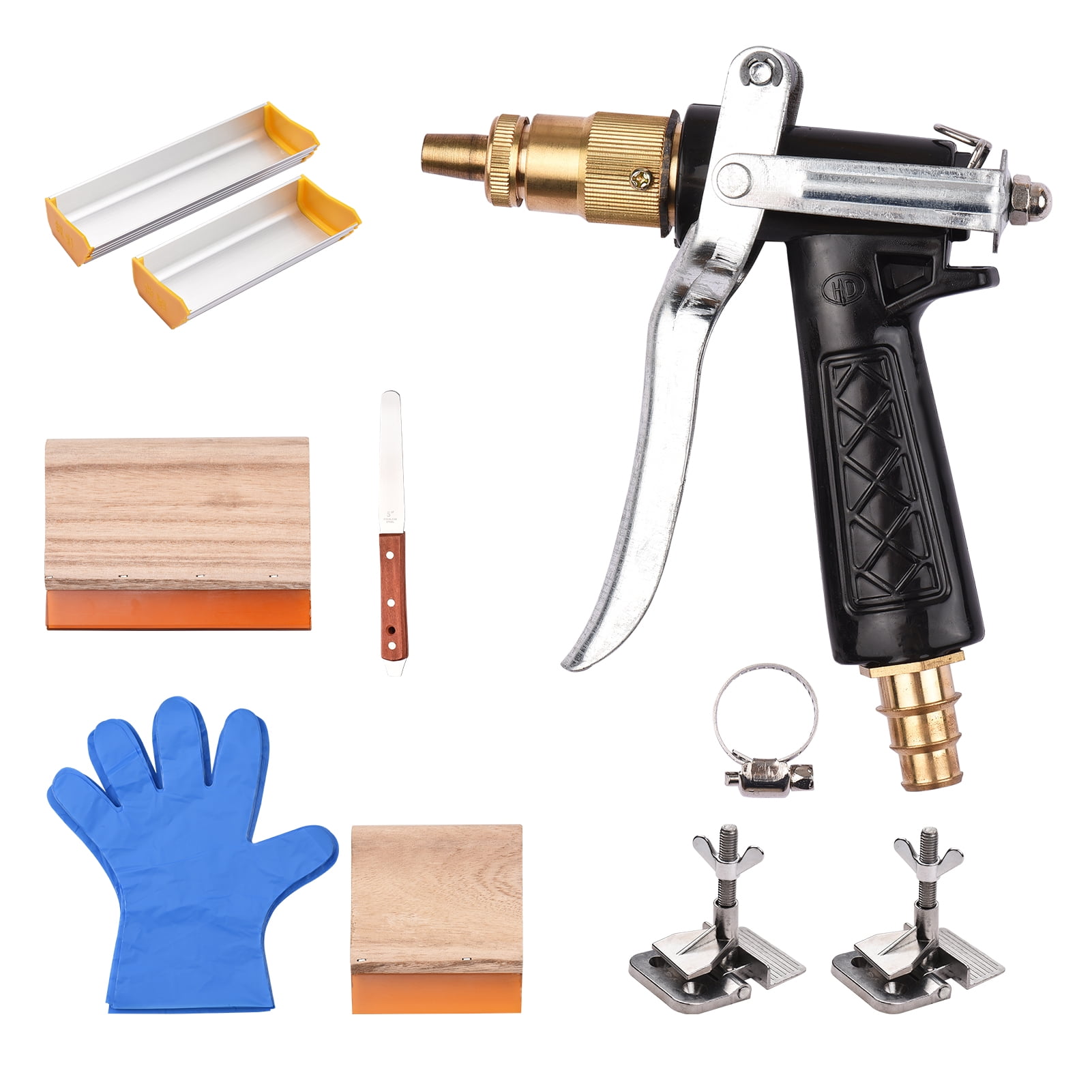 58PCS Screen Printing Starter Kit Hinge Clamp High-pressure Pneumatic Pump  Gloves Emulsion Coater Basic Tools for DIY Handcraft