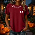 thumbnail image 2 of Ghost Pumpkin Vintage T-Shirts for Women Round Neck Short Sleeve Casual Tunic Tops Fall Blouses Red L, 2 of 6
