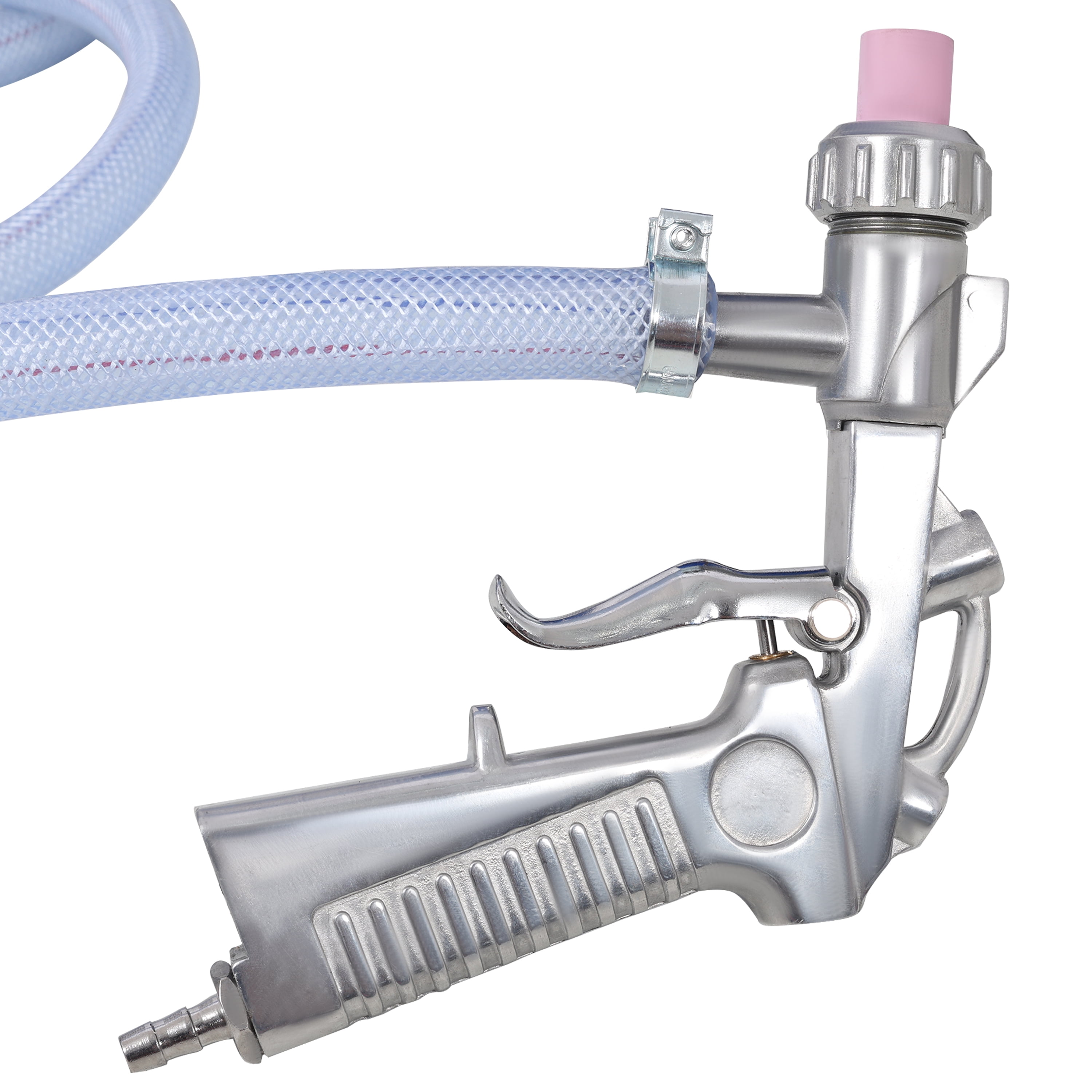 Siphon Feed Sandblaster Set, 9.8FT Hose, 4 Interchangeable Nozzles, Rolling Casters, Blue Powder Coated