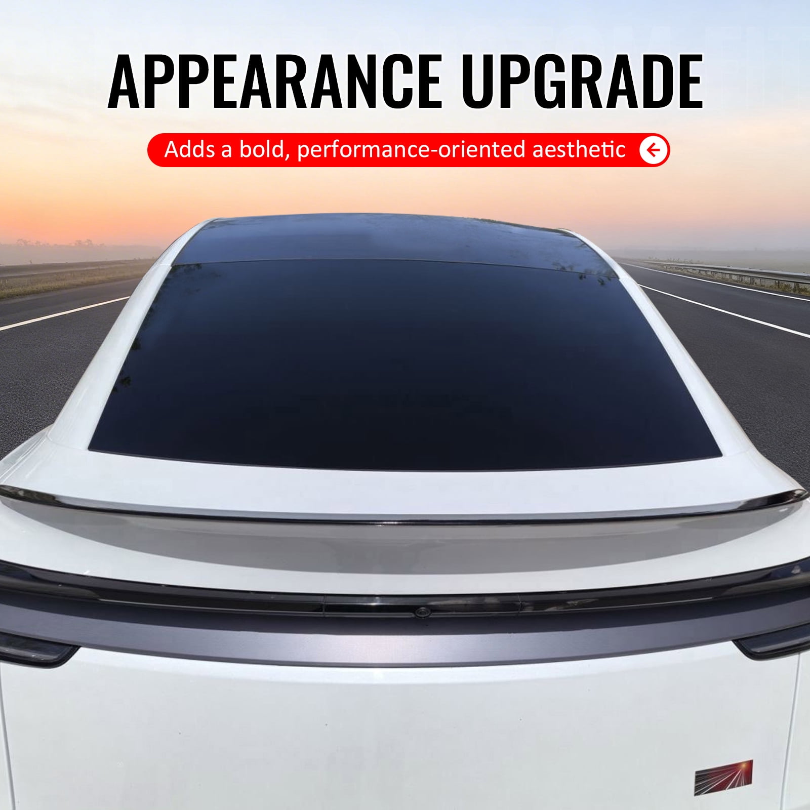 Ikon Motorsports Trunk Spoiler Compatible with 2026 Tesla Model Y Juniper, OE Style Matte Black ABS Plastic Add-on Rear Trunk Lid Spoiler Wing Lip
