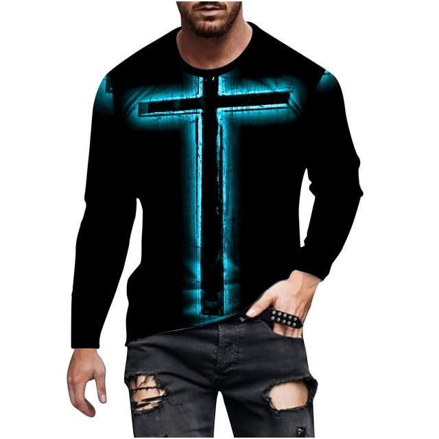 Birdeem T-Shirts à Manches Longues pour Hommes, T-Shirts Décontractés à Col Rond, Chandail à Manches Longues, T-Shirt à Rayures Imprimées, Blouse, Hauts, T-Shirts à Manches Longues pour Hommes