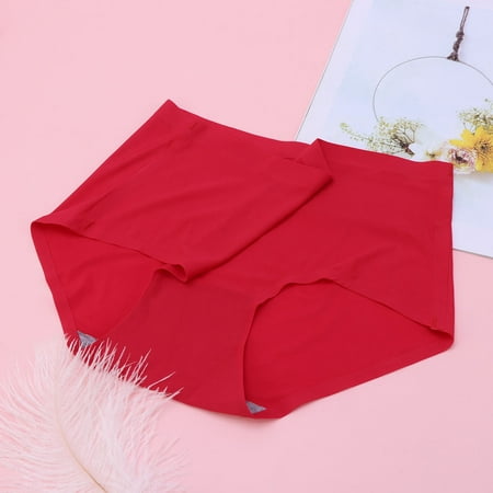 WHAMVOX Seamless Briefs Breathable Middle Waist Panties Comfortable Panty (Red Size XL)