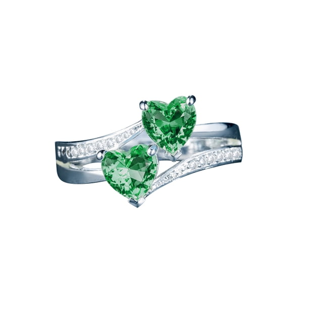 Anillo de circón Anillo en forma de corazón doble Anillo de bodas de compromiso Joyas de aleación Wmkox8yii fajkfhkj2008