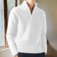 thumbnail image 3 of Litie Men Solid Color Stand Collar Long Sleeve Button Up Pullover Loose Anti-pilling Knitted Top, 3 of 3