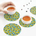 thumbnail image 3 of KLL Drink Coasters Set Round Shape of 4,PU Leather Absorbent Coasters Set Decorative Coffee Cup Coasters Housewarming Gift for Home Decor-Lemon, 3 of 5