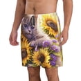 thumbnail image 2 of Kdxio Daisy Sunflower Lazy Cat Pattern Mens Casual Shorts - Drawstring Summer Beach Sports Shorts for Men, 2 of 5