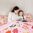thumbnail image 4 of Feelyou Dreamy Floral Teens Bedding Comforter Set 7pcs, Cute Cherry Blossoms King Bedding Sets, Cartoon Pink Flower Reversible Bed Sheets, Super Cozy Room Decor, 4 of 8