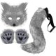 thumbnail image 1 of Disfraz de cosplay de piel sintética con cola de zorro, gato y lobo, máscara de peluche, guantes de pata esponjosos para Halloween y Navidad., 1 of 4
