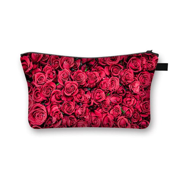 Bolsa de cosméticos con estampado de amapolas rojas para mujer, Bolso pequeño para maquillaje, neceser femenino de belleza, estuche de cosméticos qiuyongming unisex