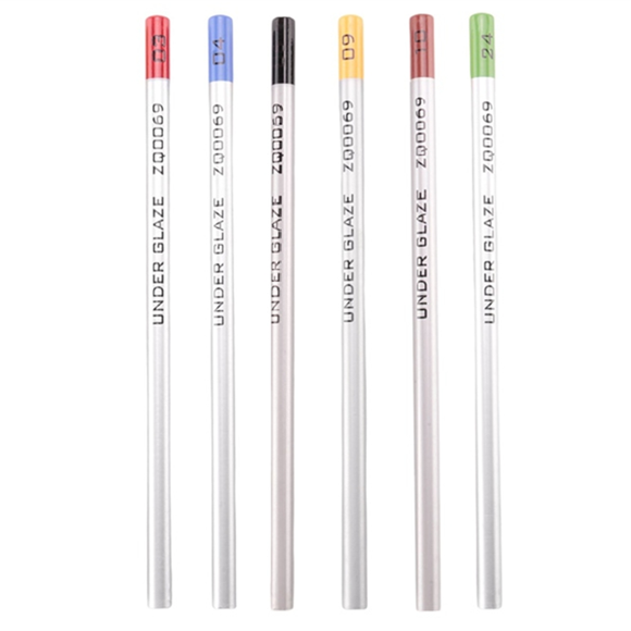 6Pcs Underglaze Pencils for Pottery for Decorating Fused Glass and Under Glaze Ceramics