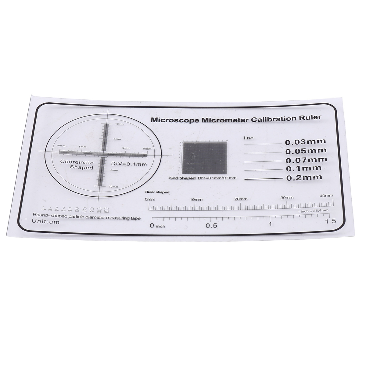 Microscope Correction Ruler Optical Micrometer Correction Sheet