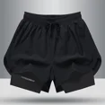 thumbnail image 3 of Pantalones cortos casuales de marca de moda para hombre, pantalones de fitness para correr de estilo americano, forro de dos piezas, pantalones cortos de baloncesto de tres cuartos con ilusión, 3 of 4