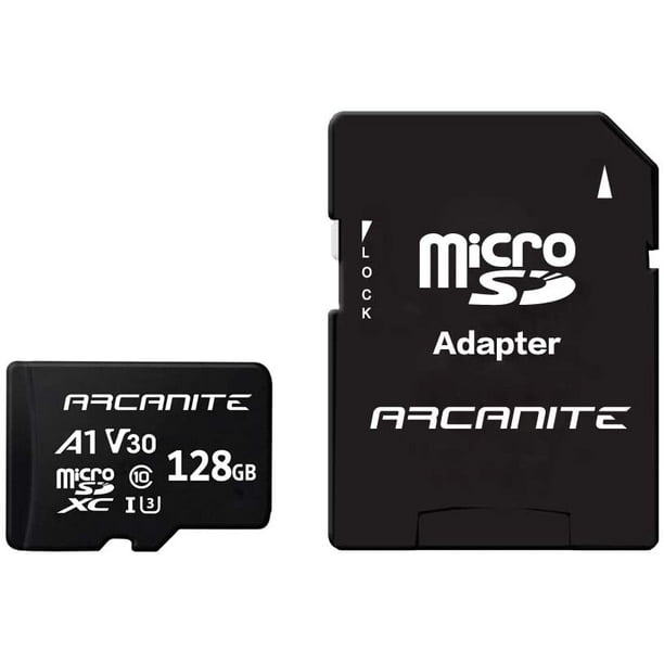 128 Go de Mémoire Micro SDXC avec Adaptateur - UHS-I U3, A1, V30, 4K, C10, Micro SD - AKV30A1128