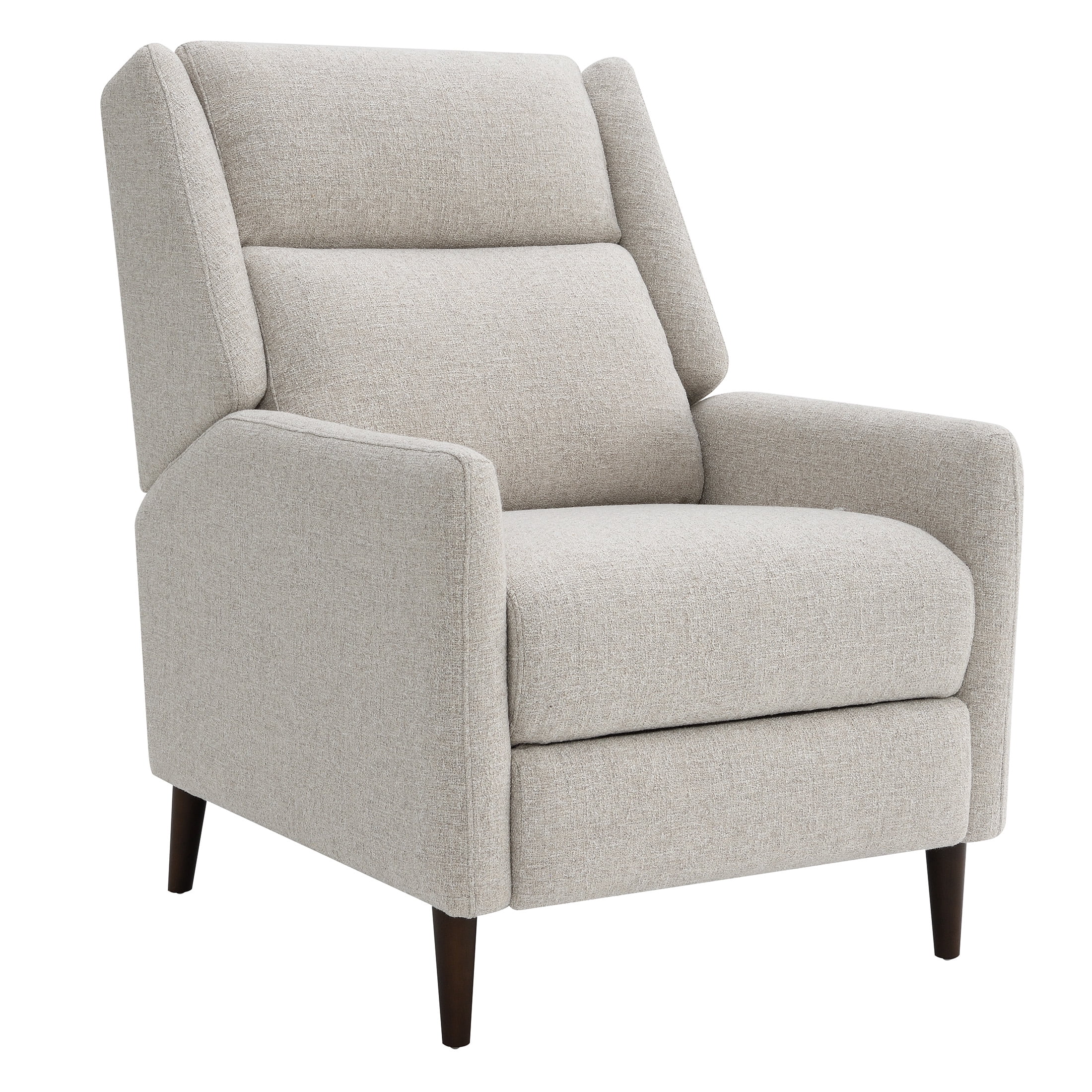 Aukfa Mid-Century Modern Pushback Recliner Chair, Linen Upholstered, Beige, High Back
