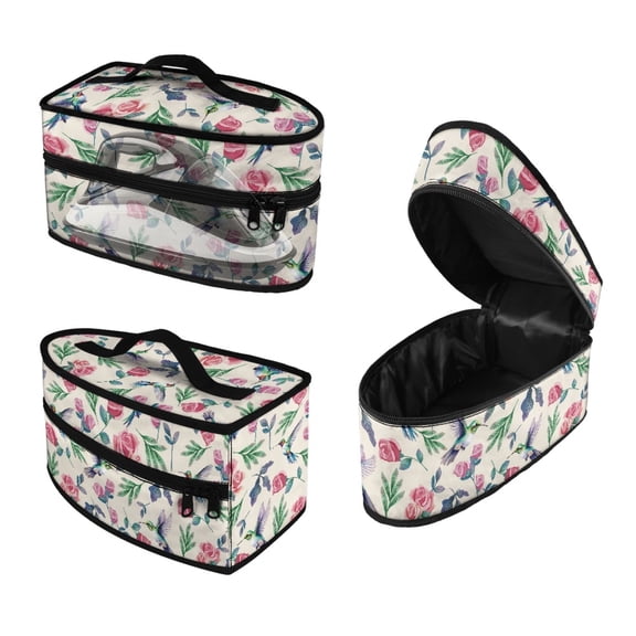 HELLHERO Hummingbird and Pink Rose Steam Iron Bag Lightweight Garment Carrying Case Protective Travel Steamer Bag, Bag Only