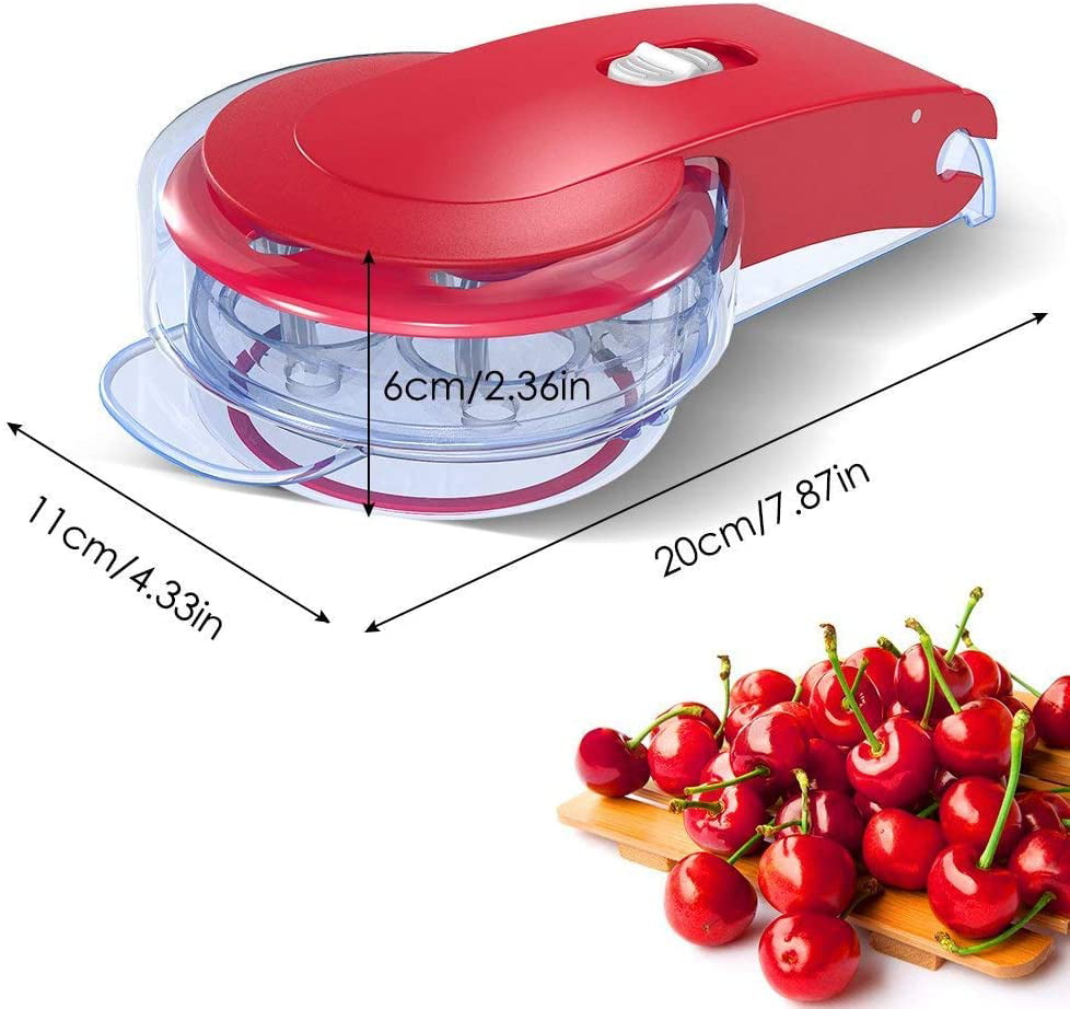 Multi Cherry Stoner Safe Olive Stone Cherry Pitter Core Seed Remover Tool Stainless Steel Easy Clean Up One-Handed Manipulation 6 Cherries Grips Red VersionTECH