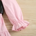 thumbnail image 5 of FLMEI Toddler Baby Girls Dress 2PCS Set Kids Pink Long Sleeve Button Shirt Dress + PU Leather Vest Spring Fall Outfit 18M -6Y, 5 of 9