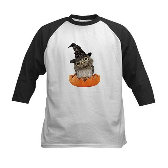 CafePress - PD Moreno's Halloween Owl Kids Baseball T Shirt - Kids Cotton Baseball Jersey, 3/4 Sleeve Shirt